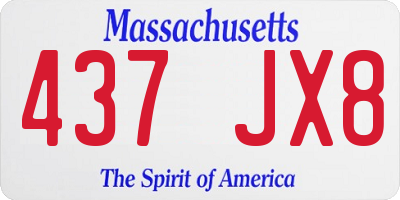 MA license plate 437JX8