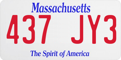 MA license plate 437JY3
