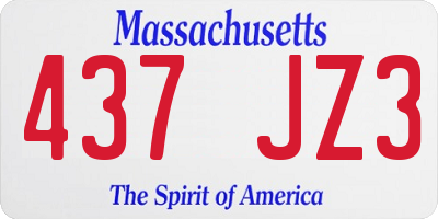 MA license plate 437JZ3