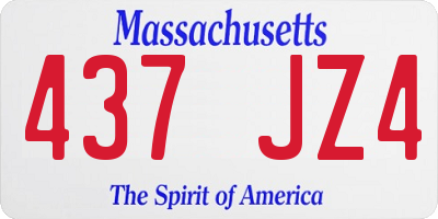 MA license plate 437JZ4