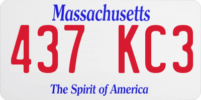 MA license plate 437KC3
