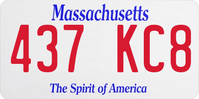 MA license plate 437KC8