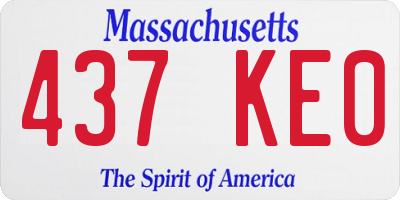 MA license plate 437KE0