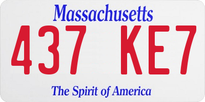 MA license plate 437KE7