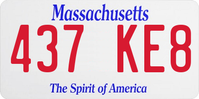 MA license plate 437KE8