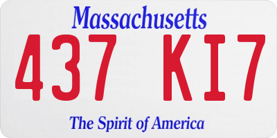 MA license plate 437KI7