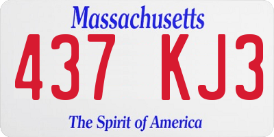 MA license plate 437KJ3