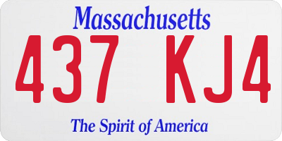 MA license plate 437KJ4