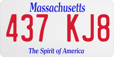 MA license plate 437KJ8