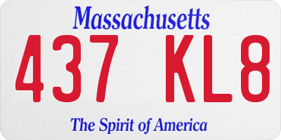 MA license plate 437KL8