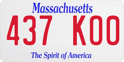 MA license plate 437KO0