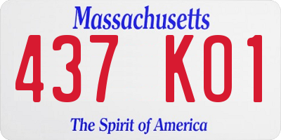 MA license plate 437KO1