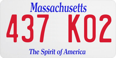 MA license plate 437KO2