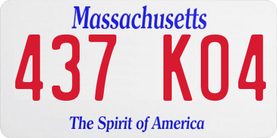 MA license plate 437KO4