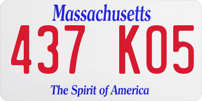 MA license plate 437KO5