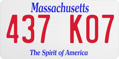 MA license plate 437KO7