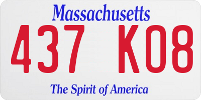 MA license plate 437KO8