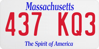 MA license plate 437KQ3