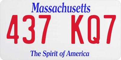 MA license plate 437KQ7