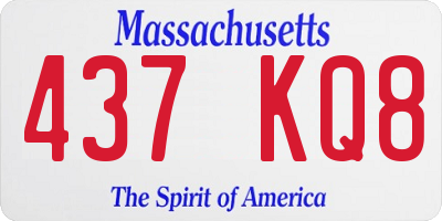 MA license plate 437KQ8