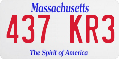 MA license plate 437KR3