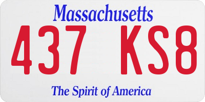 MA license plate 437KS8