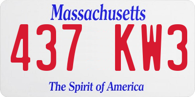 MA license plate 437KW3