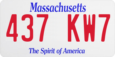 MA license plate 437KW7