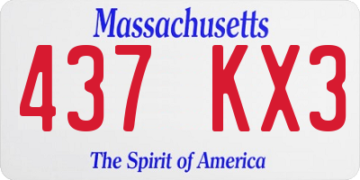 MA license plate 437KX3