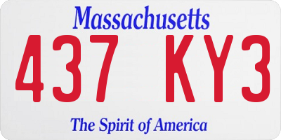 MA license plate 437KY3