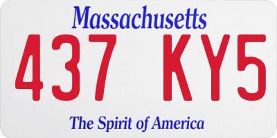 MA license plate 437KY5
