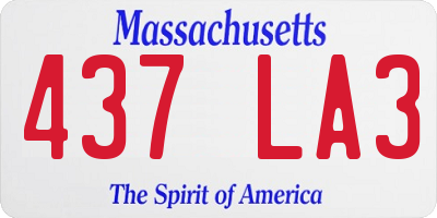MA license plate 437LA3