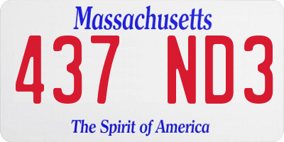 MA license plate 437ND3