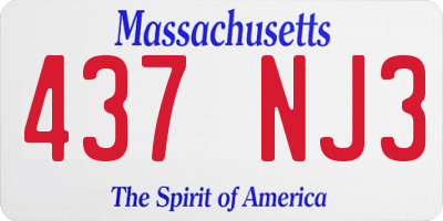 MA license plate 437NJ3