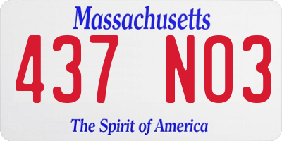 MA license plate 437NO3