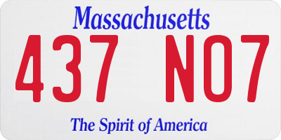 MA license plate 437NO7