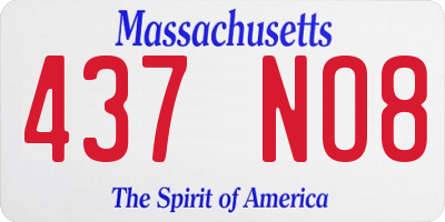 MA license plate 437NO8