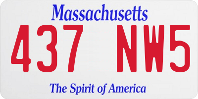 MA license plate 437NW5