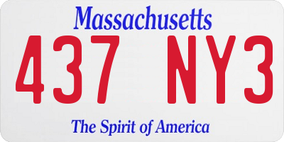 MA license plate 437NY3