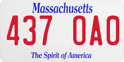 MA license plate 437OA0