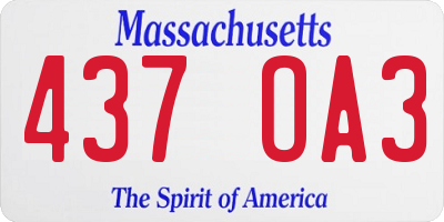 MA license plate 437OA3