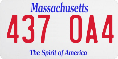 MA license plate 437OA4