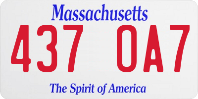 MA license plate 437OA7