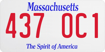 MA license plate 437OC1