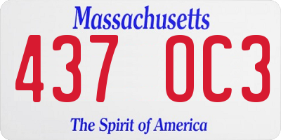MA license plate 437OC3