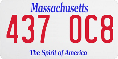 MA license plate 437OC8