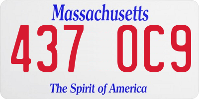 MA license plate 437OC9