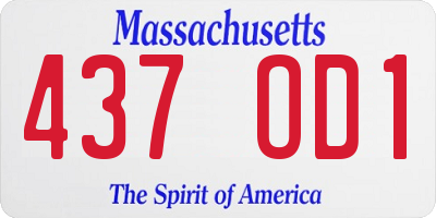 MA license plate 437OD1