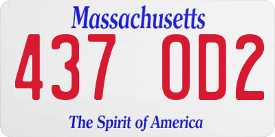MA license plate 437OD2