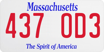 MA license plate 437OD3